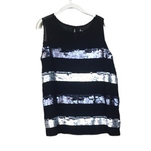 $Sold$ Lane Bryant black sequin striped tank top